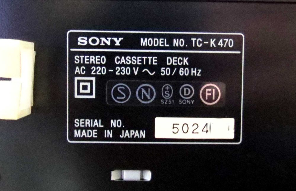 Casetofon Deck  Sony TC-K 470 , 3 motoare mechanism ,  Dolby B/C, HX Pro , Bias level control (BIAS)