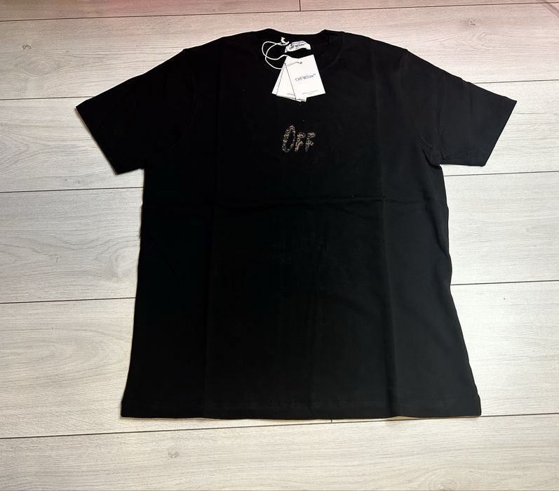 Tricou off white brown print