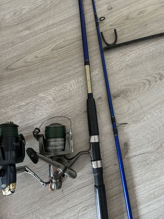 Дънни въдици с макари и стойки+глава за кеп