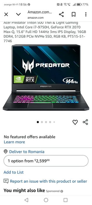 Predator Triton 500. 4Tb ssd+32Gg RAM ssd 512.windows 11 pe el