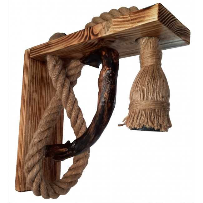 Aplica rustica - din lemn masiv si franghie de iuta, realizata manual