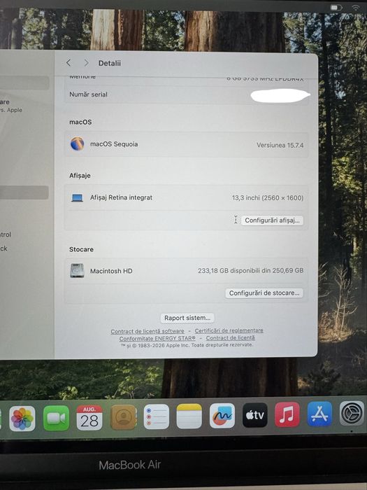 Apple MacBook Air 13” 2020 A2179 | i3 | 8GB RAM | SSD 256GB | Retina | Baterie 91%
