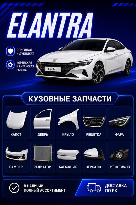 Elantra бампер и кузовные  в наличии