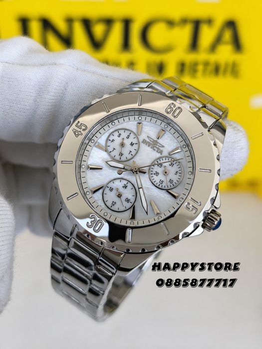 INVICTA Mother of pearl Silver white dial 38 mm, Инвикта нов дамски часовник
