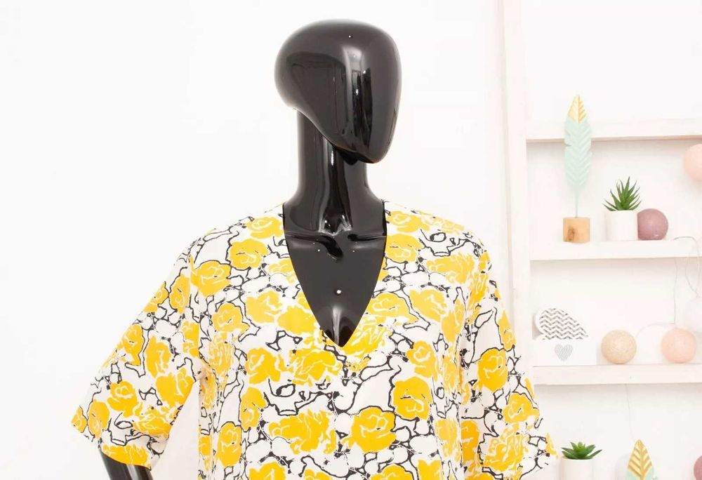 SAMSOE SAMSOE дамска копринена блуза жълта флорална М