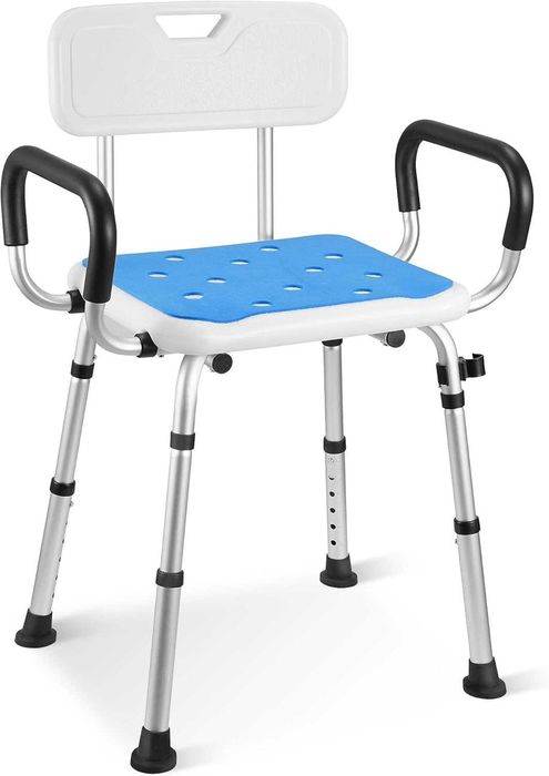 REDUS de la 550 RON, Scaun reglabil baie sau dus din aluminiu cu suport para dus, max 150kg, pt Seniori, Gravide sau Invalizi