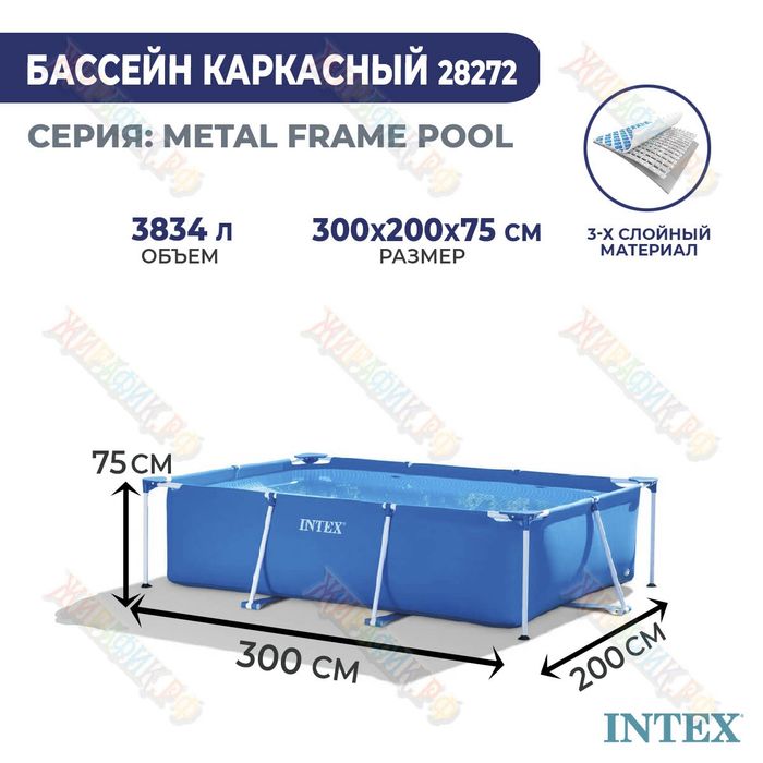 Intex бассейн для рыбы 300×200×75 каркасный бассейн Басейн Интекс