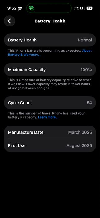 Iphone 16pro 100% yomkost