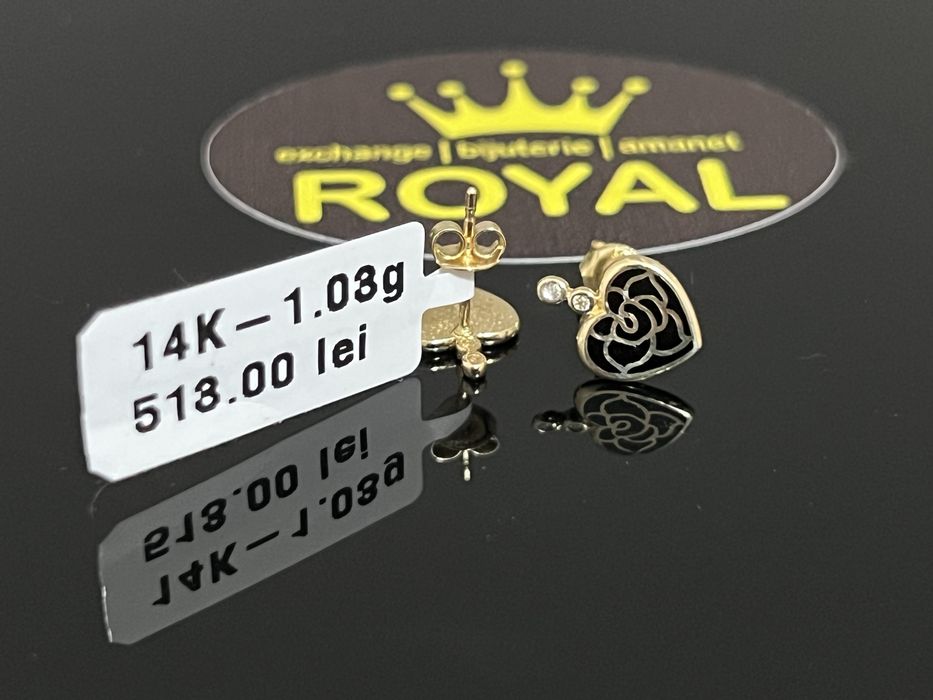 Bijuteria Royal CB : Cercei inima aur 14k  1,03 grame
