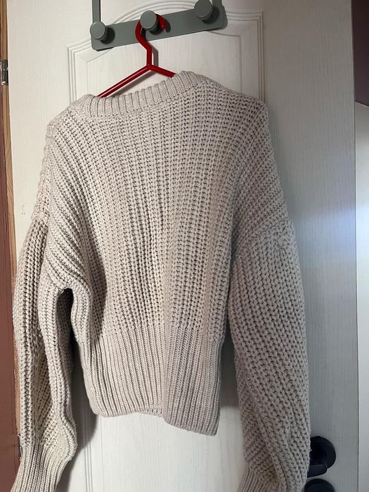 Пуловер поло Zara екрю син