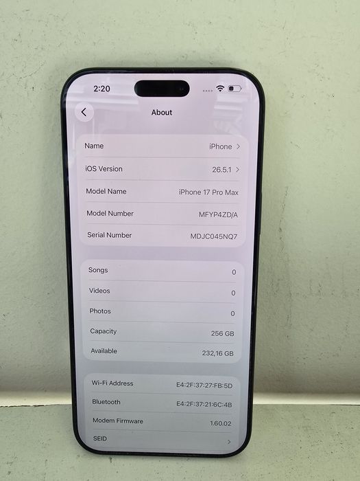 Apple Iphone 17 Pro Max 256GB
