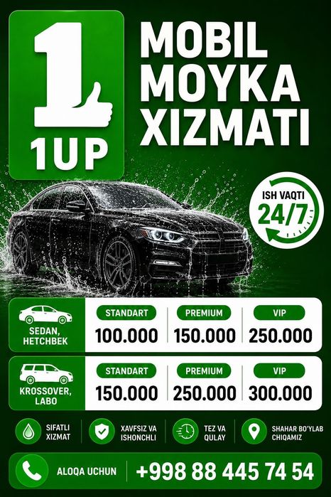 Mobil moyka xizmati va moshina ochish xizmati