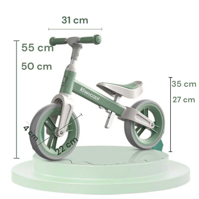 Bicicleta echilibru-80-110cm, inaltime reglabila roti spuma EVA verde