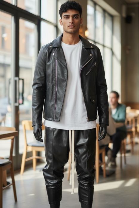 Pantaloni Piele Casual/Elegant cu sireturi lungi!