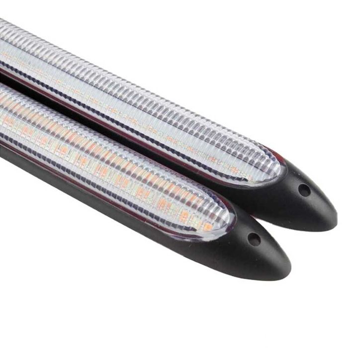 Дневни LED гъвкави светлини с бягащ мигач 34.5см - 2 броя.