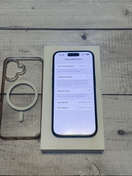 iPhone 16 Black - 128GB, 92% bateria, impecabil