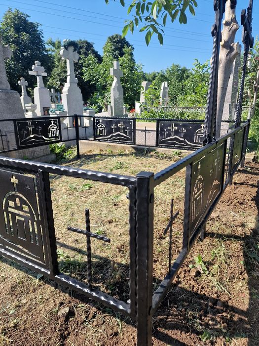 Felinar granit negru masa granit fier forjat gard cruce mormânt