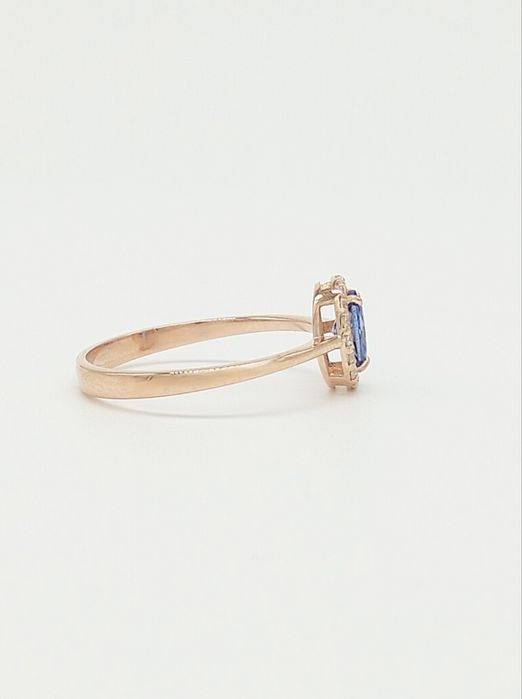 Inel din aur roz 14K cu tanzanit și diamante naturale