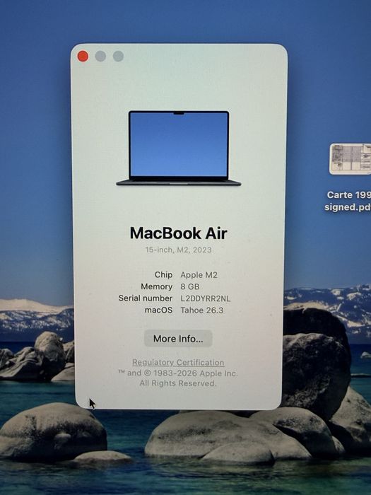 Macbook Air 15", M2, 6 cicluri NOU