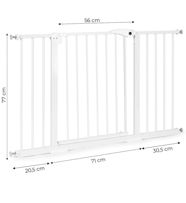 Poarta siguranta copii latime 74-132 cm montare prin presiune - alba