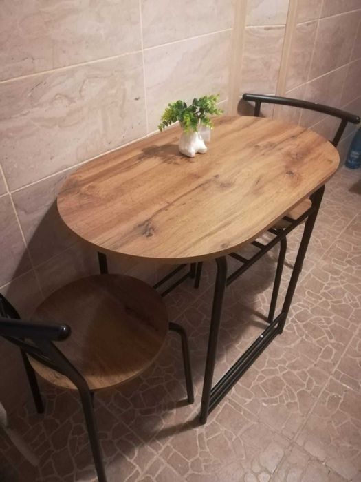 Set Jysk Masă GADSTRUP 92 + 2 scaune GADSTRUP negru/stejar sălbatic