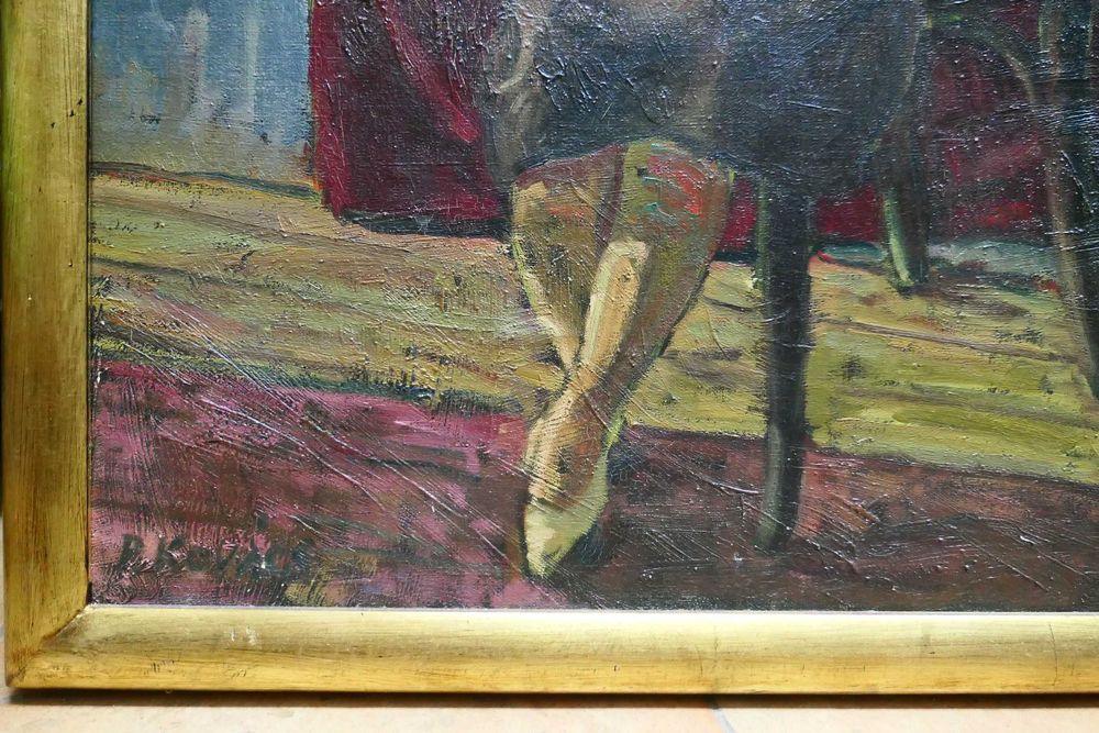 P. Kovacs - Femeie rezemata pe Scaun in Interior Ulei/ Panza 70/50cm