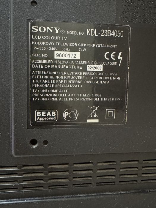 Телевизор Sony Bravia 23дюйма