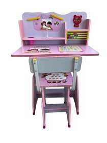 Детски комплект бюро със столче и аксесоари, метал и MDF