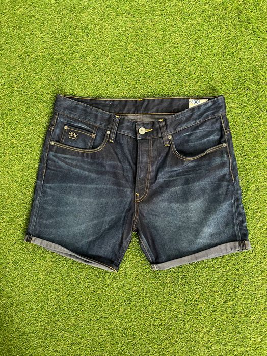 Мъжки дънки : G- Star RAW Denim Shorts 3301 Straight Fit Dark Aged