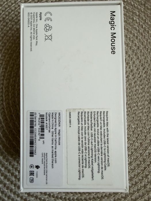Apple Magic Mouse (Model A1657) - NOU, nefolosit (Accesorii Sigilate în cutie)