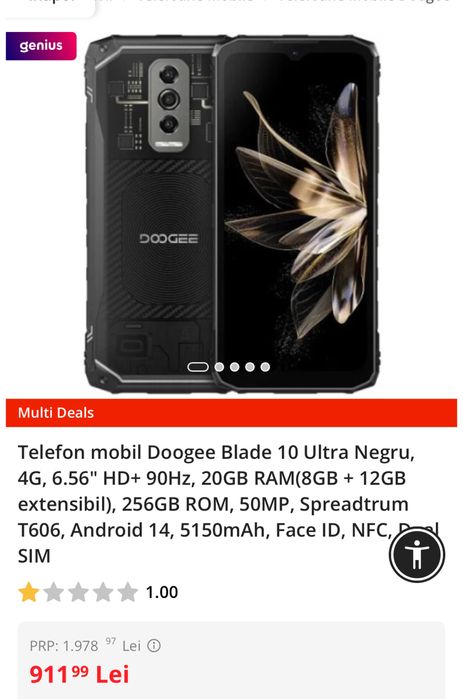 Doogee blade 10 ultra, 256gb, 20Gb Ram,sigilat. Transport Zero, Ocazie