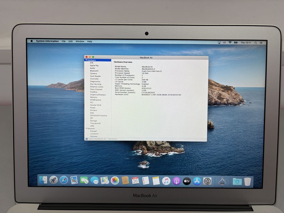 MacBook Air 13, Mid 2012, Core I5 1,8Ghz, SSD 128, RAM 4 GB