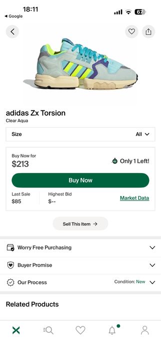 Adidasi - ADIDAS - model ZX Torision - Clear Aqaua - 36