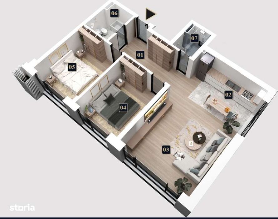 3 camere modern |Direct dezvoltator |Acces securizat | Acces Militari