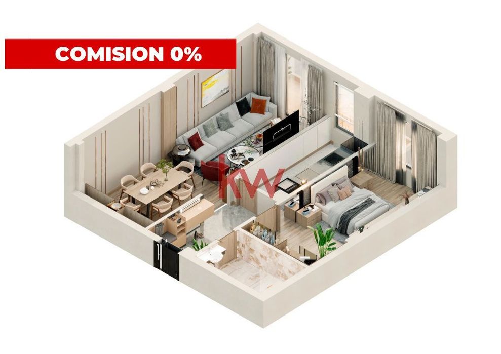 Apartament 2 camere 60 mp utili | Bloc nou | Parcare | 99.000€ | V
