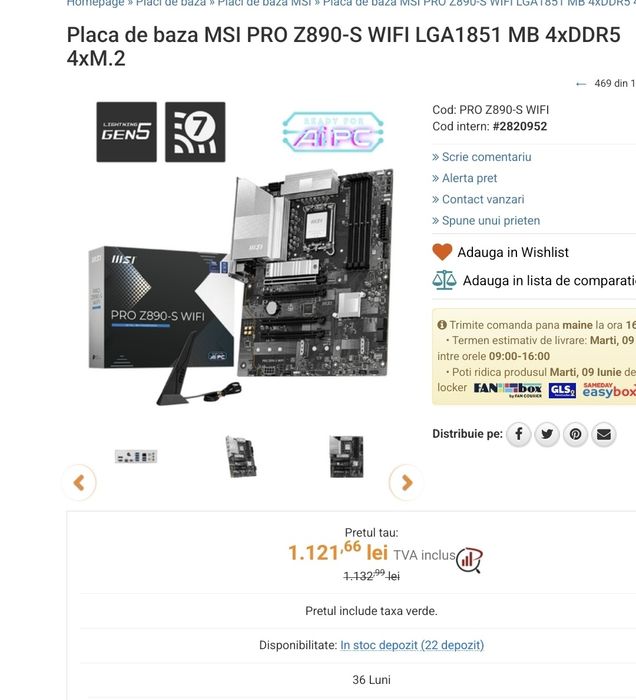 Kit Core Ultra 7 270K Plus cu Z890 si 32GB DDR5-6000 - piese noi!