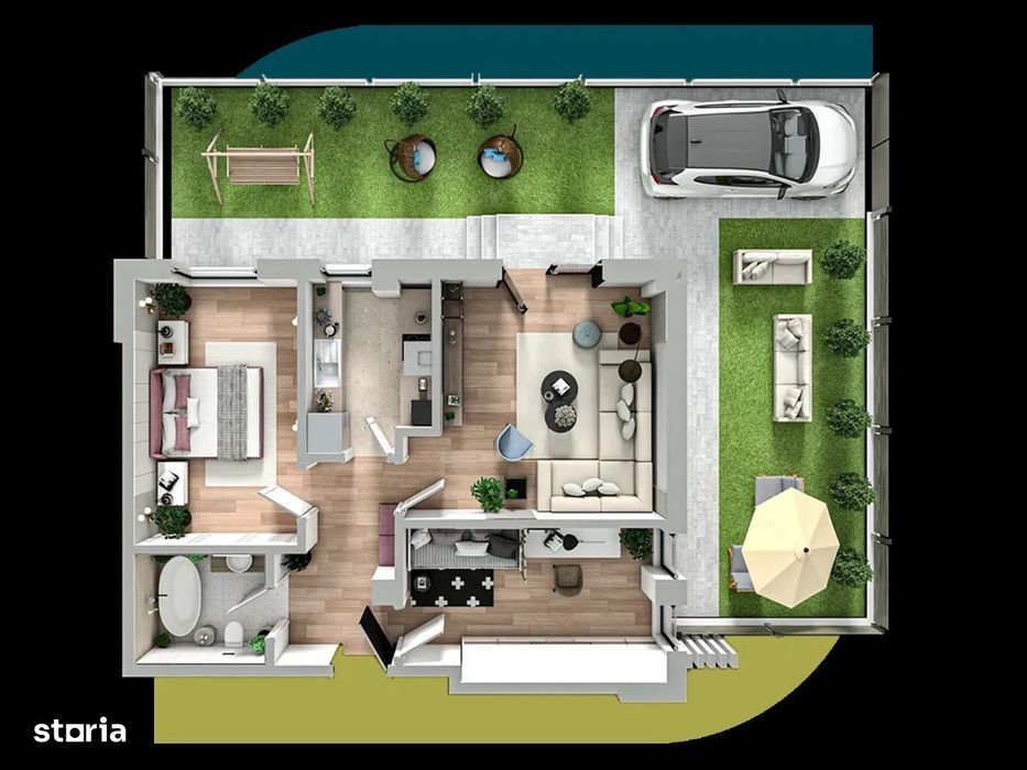 Apartament cu 3 camere, parter + curte proprie, Tip 5, ESQ Village3