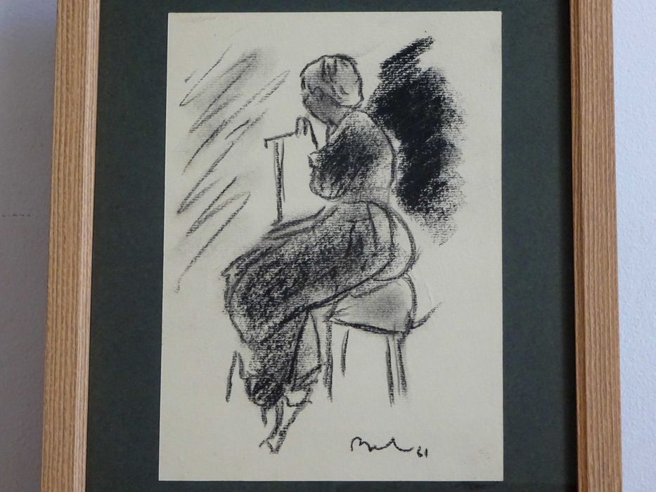 Corneliu Baba, ’Tataroaica pe fotoliu’|Tablou vechi, carbune pe hartie