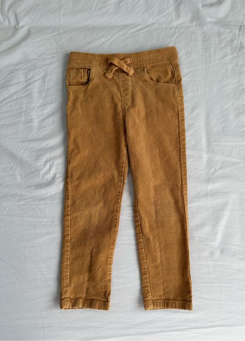 Set pantaloni catifea reiata si camasa flanel carouri, 110 cm, 4-5 ani