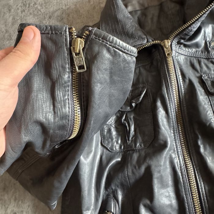Geacă  vintage de piele naturală Superdry  biker neagră mărime M