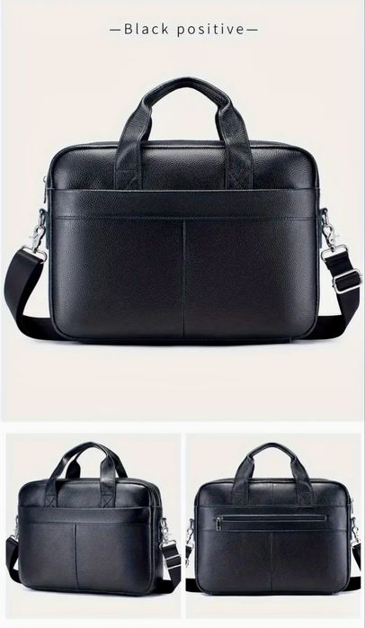Мъжка кожена чанта за лаптоп 15,6”/Премиум естест. кожа -10% Промоция!