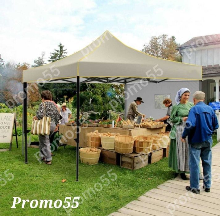 Сгъваем павилион шатра 3х3 - 18кг. с гумирано покривало в кремав цвят