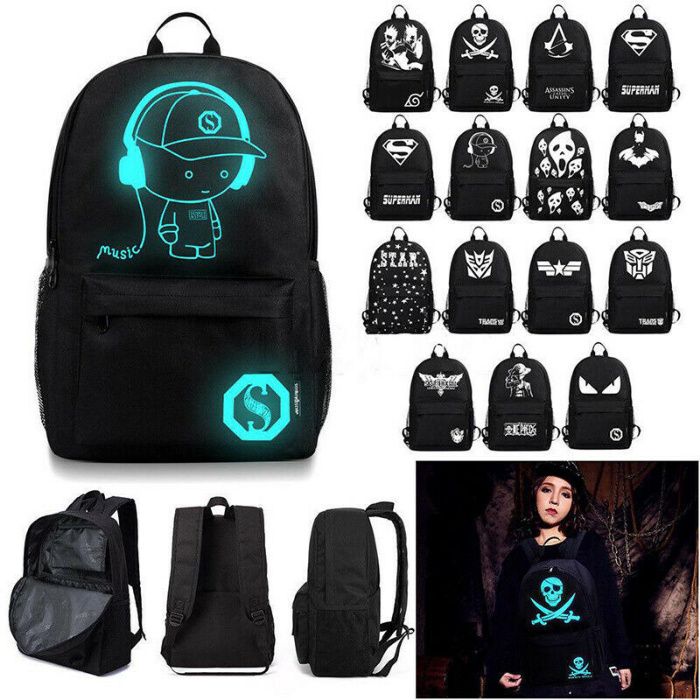 Rucsac fluorescent. Lumineaza seara! Incarcare USB. 48x29x17cm. Nou!