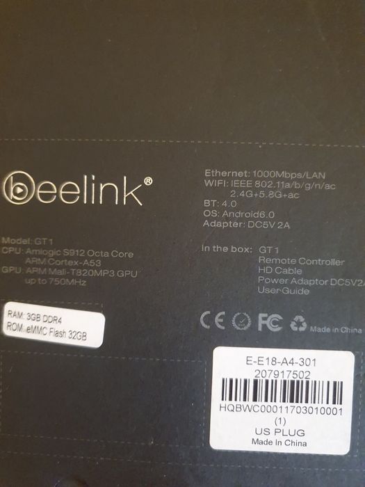 Mediabox SmartTV Beelink GT1 Ultimate Smart TV projector Android HDMI