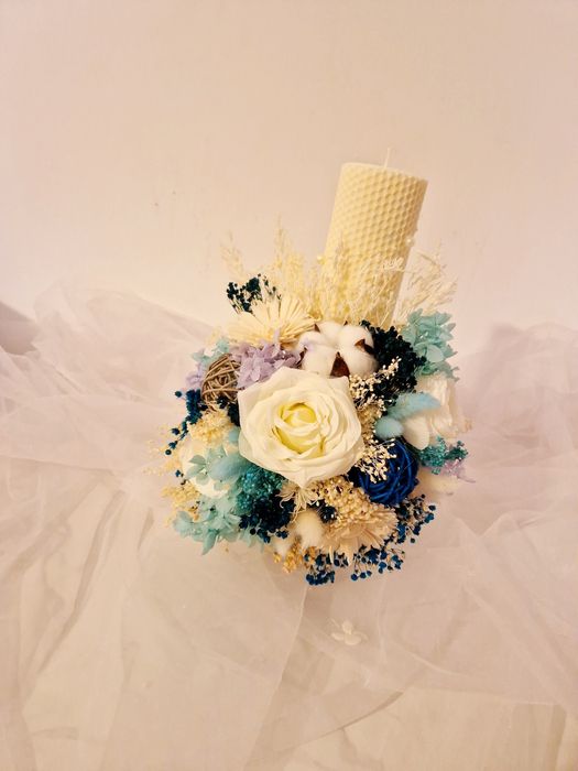 Lumanari botez cu flori stabilizate