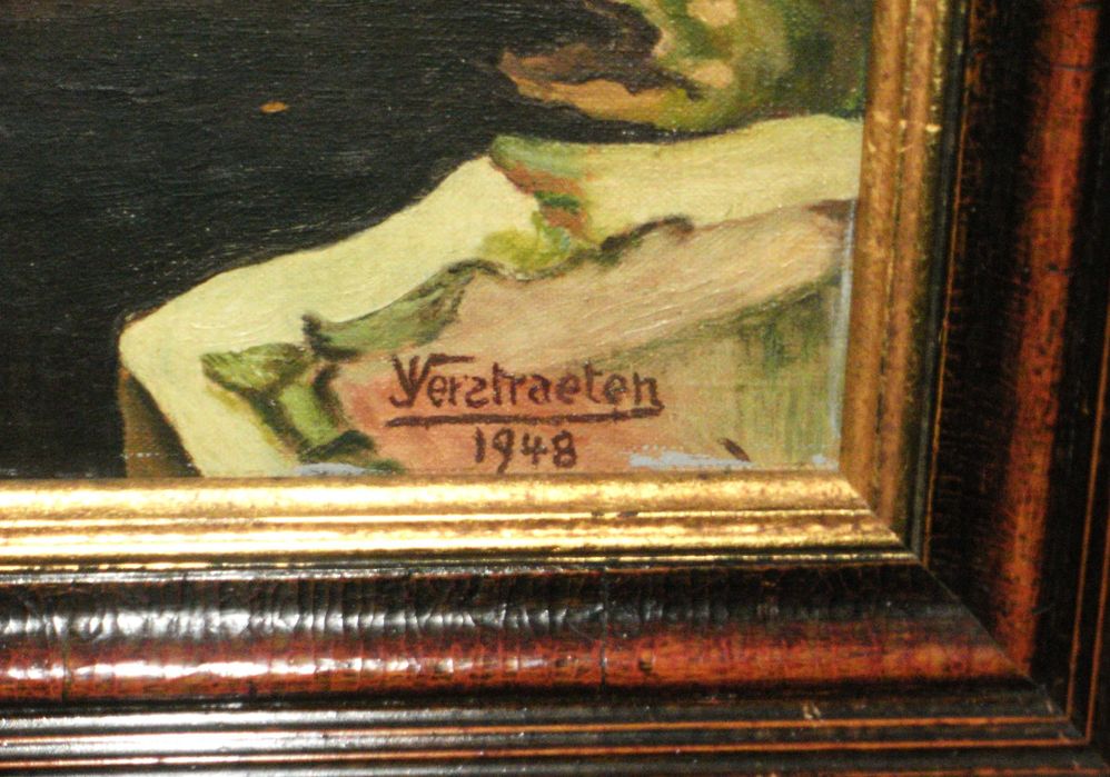 „Изглед към Брюж/ Мостът" в рамка, Белгия, Подпис: Jules Verstraeten