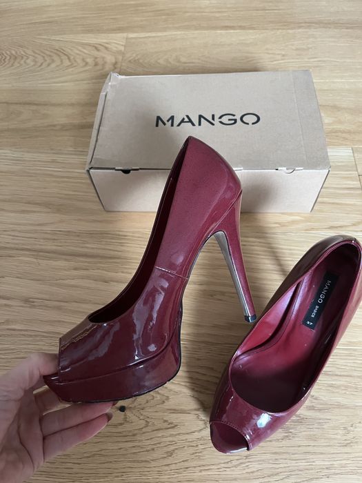 Обувки на ток Mango, Basic модел в червено 37 номер