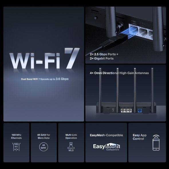 # New!!! Mercusys MR27BE BE3600 WiFi 7 Router Двухдиапазонный роутер
