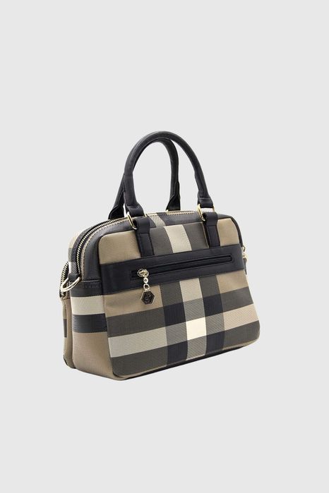 НОВО! ЛИКВИДАЦИЯ! Спортна чанта с външен джоб бежово каре Silver&Polo