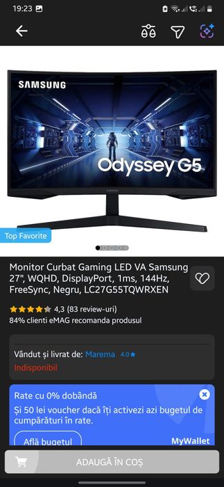 Monitor Curbat Gaming LED VA Samsung 27", WQHD